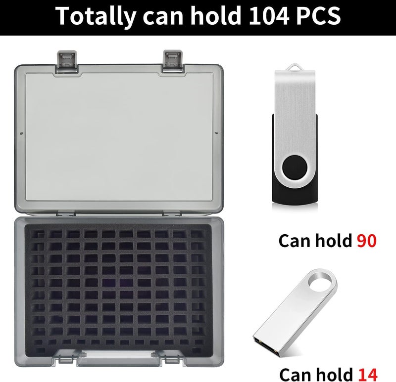 FULLCASE Flash Drive Case USB Memory Stick SD Card Storage Organizer- Holds 104pcs Thumb Drives Electronic Accessories Holder for Sandisk for Samsung for Inland for PNY for Netac (Gray) - Image 3